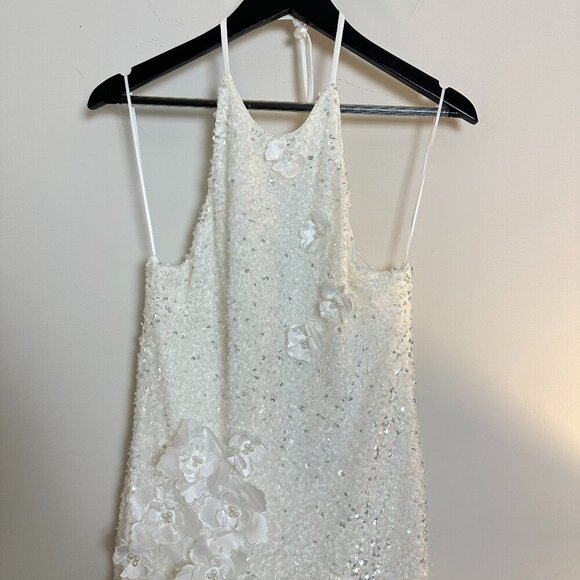 HELSI Helsi Brice Halter Sequin Column Maxi Dress in White Size Medium - Picture 7 of 16